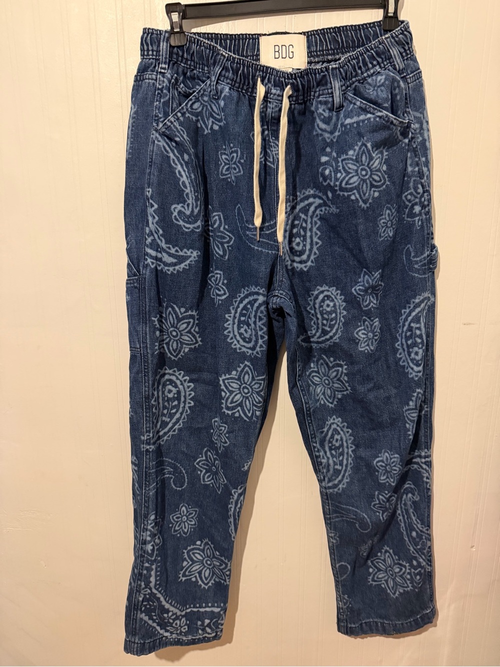 BDG Unisex Blue Paisley Denim carpenter Jeans